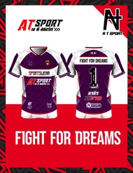เสื้อพิมพ์ลาย A T SPORT รุ่น A T  FIGHT FOR DREAMS (มีเบอร์) เด็ก เสื้อกีฬาพิมพ์ลาย ผ้าไมโครหน้าเรีย