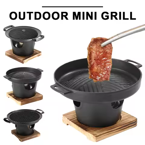 Mini BBQ Alcohol Stove Barbecue Grill Detachable Japanese Alcohol Stove Non-Stick Smokeless Alcohol