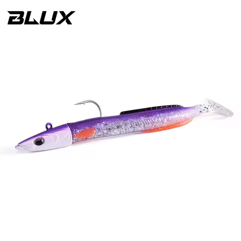 BLUX Happy Sandeel 11cm 17g Soft Live Eel Fishing Lure Paddle Tail Jig Head Hook Vinyls Vibration Ar