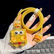 Cute SpongeBob For iPhone 20W A2344 A2902 square 3-pin folding plug UK Charger Case Cute Cartoon Cha