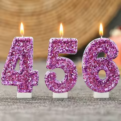 Digital Birthday Candle Purple Color Changing Creative Digital Candle Birthday Candle Decoration