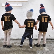 2026 New Style Brothers/Sisters 01 02 03 Printed Knit Style T-Shirt Short-Sleeved T-Shirt Brothers S