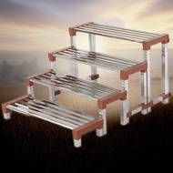 Stainless Steel Balcony Flower Shelf Wrought Iron Ladder Floor-standing Multi-storey Fleshy Living R