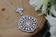 Silver Thai BRILLIANT SETTING CUBIC ZIRCON DESIGN 925 STERLING SILVER NECKLACE สร้อยคอเงินแท้ 925 พร