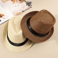 TYJPV Straw Panama Cap Summer Gangster Cap Beach Cowboy Fedora Hat