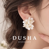 Next Day Delivery🔥Korean Floral Earrings | Pearl White 3D Flower Hoops ・ Crystal Rhinestone Drops ・ 
