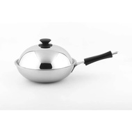 BUFFALO 28CM S/STEEL 3-PLY FLAT BOTTOM WOK WZ LH