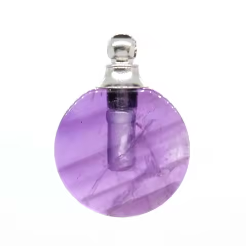 Crystal Round Stone Perfume Bottle Pendants Diffuser For Women Necklace Bracelets DIY Natural Amethy