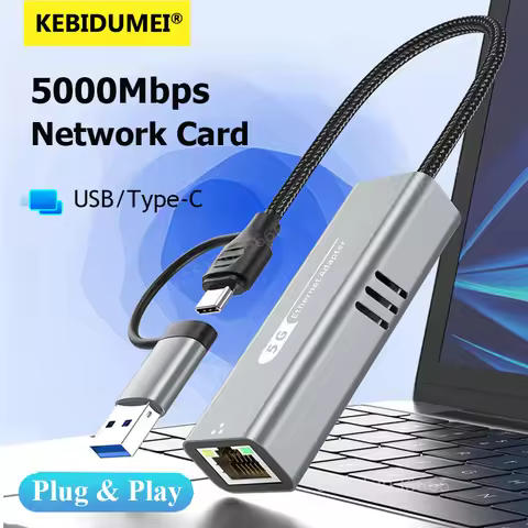 USB to 5Gbps Ethernet Adapter USB3.2 to RJ45 RTL8157 Chip Network Converter Support 5G/2.5G/1G/100Mb