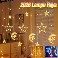 4M138LED Lampu Raya Star Moon Ligh String 8 Mode Raya Decoration Light Waterproof EU Plug Ramadan De