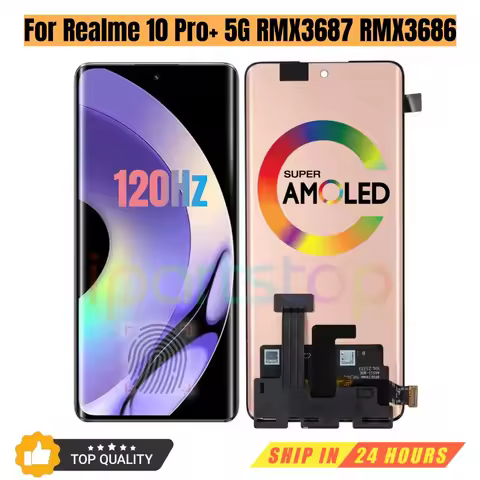 iParts Replacement New Display for Realme 10 Pro+ Pro Plus 5G RMX3687 RMX3686 120Hz Touch Screen wit