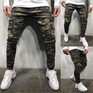 Fashion Men Jeans Cargo Pants Camouflage Pants Stretch Slim Fit Pants Skinny Pants