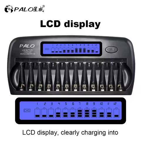 8/12/16 Slots Smart LCD display Intelligent Battery Charger Fast charge for 1.2V AA AAA 2A 3A Ni-MH 