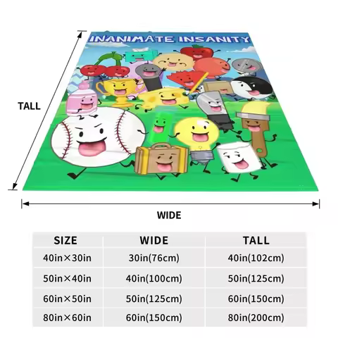 BFDI Inanimate Insanity Blanket Warm Soft Comfortable Plush Throw Blanket For Home Decor Picnic Flan