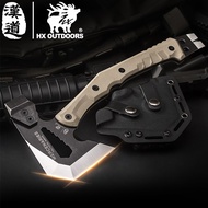 HX OUTDOORS Tactical axe knife 33CM อุปกรณ์แคมปิ้ง HUNTING KNIFE ความแข็งสูง 58HRC G10 non-slip handle การออกแบบบูรณาการขวาน/ค้อน hatchet มีดพกเดินป่า มีดเดินป่าใหญ่