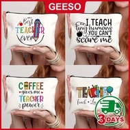 GEESO Environmentally Friendly Canvas Bag Teacher Pencil Storage Bag Zipper Cosmetic Bag Travel Stor