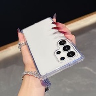 簡約2.0厚適用於三星S25 Edge雙色亞克力手機殼Galaxy S24 UItra全包大孔A56四角防摔A15透明Pc保護套-透明 三星Galaxy S23 FE