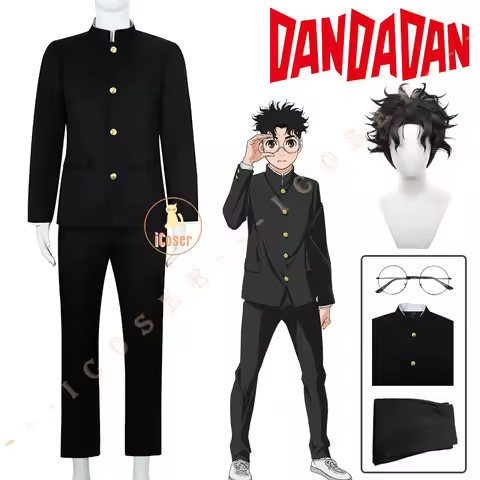 Anime Dandadan Ken Takakura Cosplay Costume Wig Okarun School Uniform Black Jacket Gakuran Outfit Gl