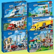 LEGO Collaborate Urban Architecture Series Fire Department Police Station Car Aircraft Boys Gift Building Blocks New Toys