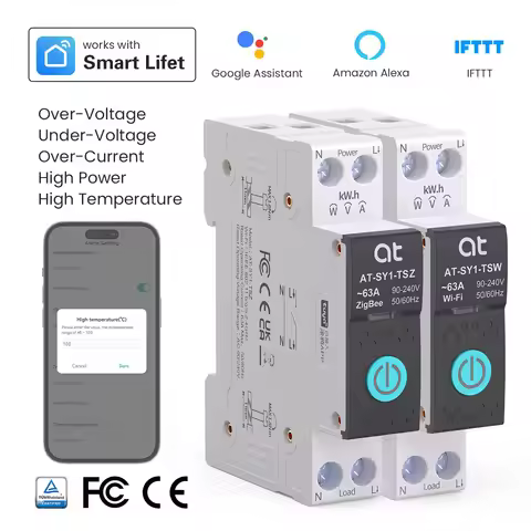 TUYA WIFI Smart Circuit Breaker Power Metering 1P 63A Smart Switch Wireless Remote Control Smart Hom
