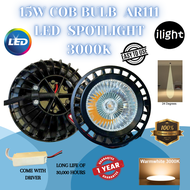 15W AR111 COB Bulb Spotlight 3000K Warmwhite Black Housing 24 degree Beam LED Light Bulb