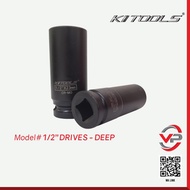 【1/2" x 8mm - 41mm - DEEP】KI TOOLS IMPACT SOCKET 1/2 INCH DR. DEEP – 6PT / BOX SOCKET