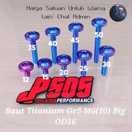 Titanium Bolt M6 MM BIG D16/ Bolt 10 Length 12 - 50 MM
