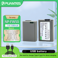 Puantes NP-FW50 Sony A7/A7II/A5000/A5100/A6000/A6300/A6500/NEX 3/5/7 แบตเตอรี่กล้อง Type-c แบตเตอรี่