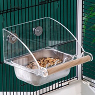 DELMER Cage Mounted Bird Feeder, Large Capacity Acrylic Bird Food Dispenser, Bird Supplies Anti-spre