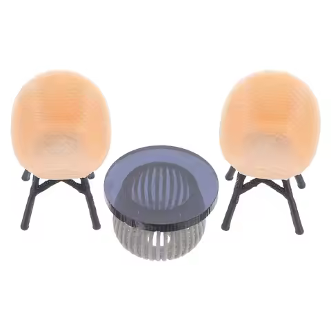 1Set Miniature Balcony Furniture Set Delicate Wicker Chair Table Charming Patio Garden Decoration Ti