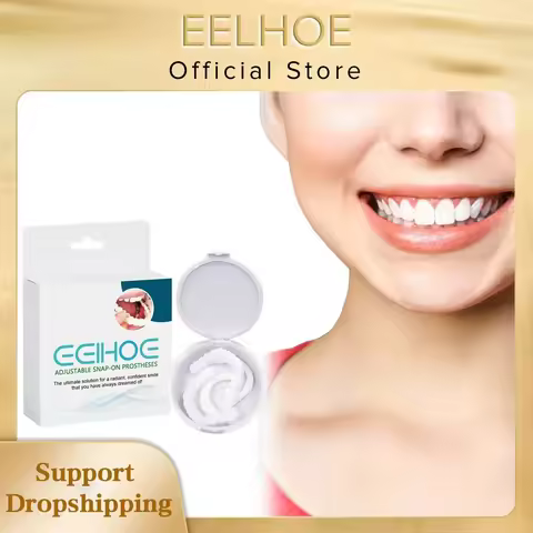 EELHOE Snap on Veneers Teeth Cosmetic Upper Lower Temporary Tooth Instant Confident Smile Perfect Fi