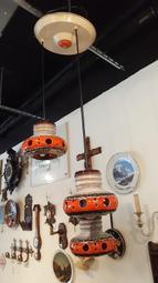 【卡卡頌 歐洲跳蚤市場/歐洲古董 】德國老件 手工 陶瓷 彩釉 吊燈 (可調長度)