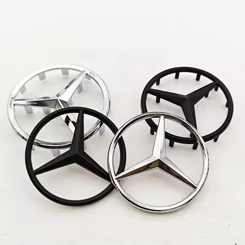 52mm 58mm ABS Chrome Black Star Logo Mercedes Steering Wheel Logo Sticker For Mercedes Benz C E S Cl