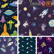Space Astronaut Printed Pattern AI Vector Material Children's Clothing Home Textiles Seamless Design