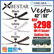 Bestar VESTA Wifi Ceiling Fan Dc Motor 36W Led Light Dimmable 42/52in - local seller