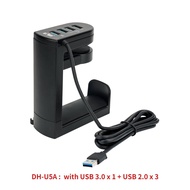 Kiwotos ที่แขวนหูฟังกับ USB 3.0แท่นวางมือถือ (ไม่ชาร์จแค่ซิงค์เท่านั้น) 360 ° ตะขอหมุนหูฟังเกมหมุนได