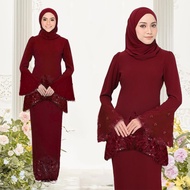 Baju Kurung Moden Sulam Ironless  Kurung Embroidery Sesuai  Nikah Bridesmaid Kurung Flare Sleeves Muslim Baju Haji 2023★X1120