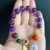 紫水晶 翡翠平安扣 氣質 設計款手鍊 禮物 天然石 閨蜜