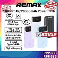 (3C Certified CCC) Remax RPP-683 10000mAh Powerbank Remax RPP-686 20000mAh Built-in Cable Powerbank