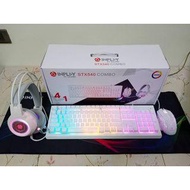 ☏Genuine Inplay STX540 Combo 4in1 Keyboard + Mouse + Headset + Extended Mouse pad (PINK/WHITE/black)