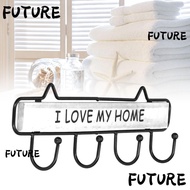 HL-FUTU Wood & Iron Wall Hook, White Blue Space Saving Wall Mount Hanger, Home Storage Rack Wood & I
