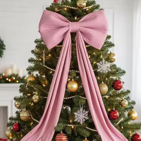 20x5M Christmass Decorative Large Bow White/Pink Giant Xmas Tree Bowknot Pendant Ornaments ﻿for Wedd