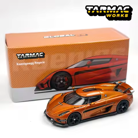 TW 1:64 Tarmac Works Koenigsegg Regera Orange Metallic Stripes alloy car model