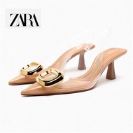 Zara Women's Shoes Natural Color Decorations Details Crystal Slingback High Heels 2224110 111