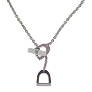 Authentic HERMES  H100088FPBB  Necklace Silver/Glycine metal mens used Direct from Japan ISEYA