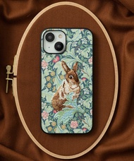 3D 刺繡智慧型手機保護殼 iPhone12 PU 皮革 William Morris 貓動物 06:NAG1359