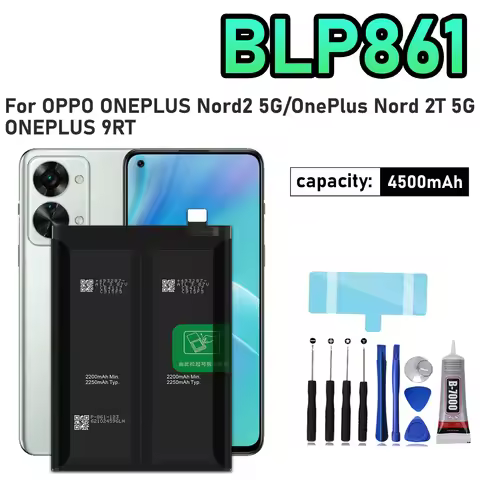 100% New High Quality Replacement Battery BLP861 4500mAh For OPPO Oneplus Nord2 5G/OnePlus Nord 2T 5