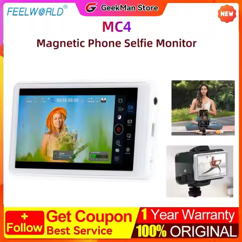 ¸FEELWORLD MC4 Magnetic Phone Selfie Monitor Screen Smartphone Rear Camera Selfie for Vlog Live Stre