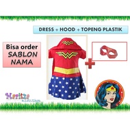 Super Woman Gal Gadot Girls Costume FREE Plastic Mask