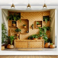 Plant and Green Observation Deck, Decorative Background Cloth, Suitable for Bedroom and Living Room,